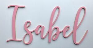 Pink wooden nursery name sign